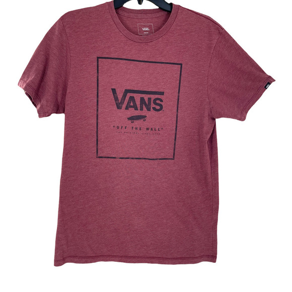 VANS CLASSIC DARK RED T SHIRT WITH FRONT LOGO - Picture 1 of 5